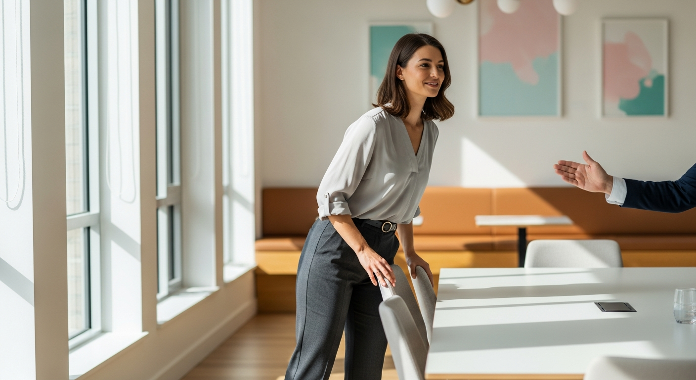 Czy kobieta powinna wstać przy powitaniu lub przedstawieniu?